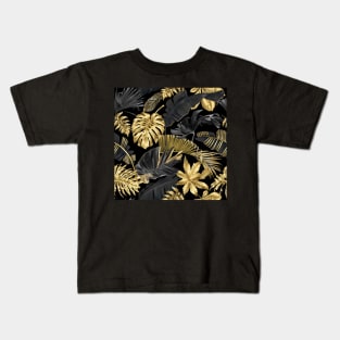 Black and gold jungle Kids T-Shirt